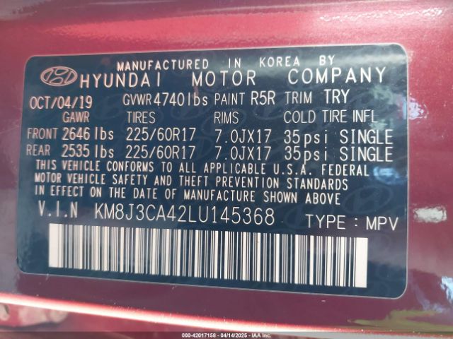 2020 HYUNDAI TUCSON KM8J3CA42LU145368 Photo 8
