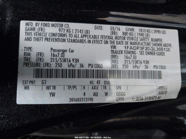 Ford FOCUS SE 2016 1FADP3F26GL305136 Image 9