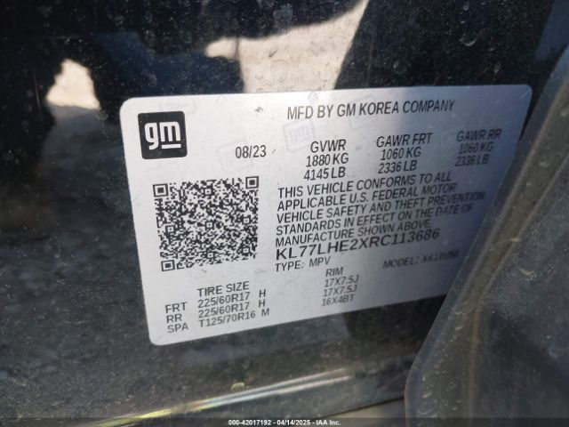KL77LHE2XRC113686 Chevrolet Trax Fwd Lt