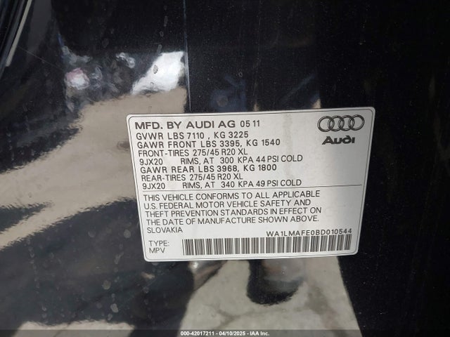 2011 AUDI Q7 WA1LMAFE0BD010544 Photo 8