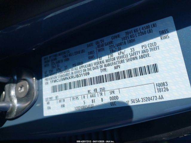 2024 FORD ESCAPE 1FMCU9MNXRUB31109 Photo 8