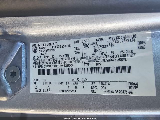 1FMCU9G90EUA43503 Ford Escape