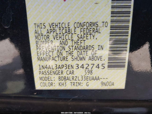 Nissan Altima 2.5 S 2014 1N4AL3AP3EN342745 Image 9