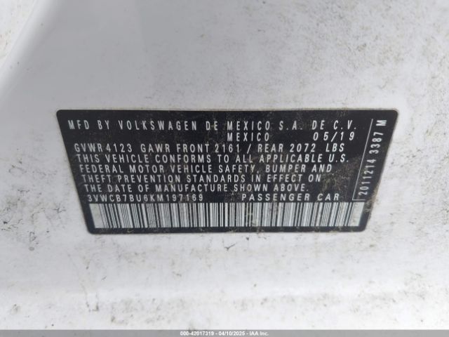 3VWCB7BU6KM197169 Volkswagen Jetta 1.4t R-line/1.4t S/1.4t Se