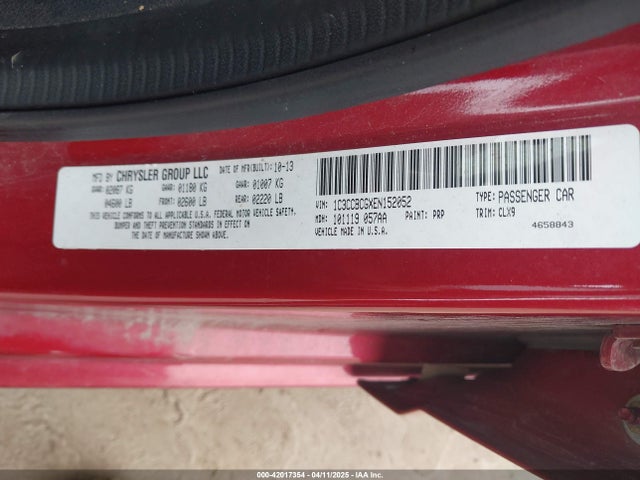 Chrysler 200 Limited 2014 1C3CCBCGXEN152052 Image 9