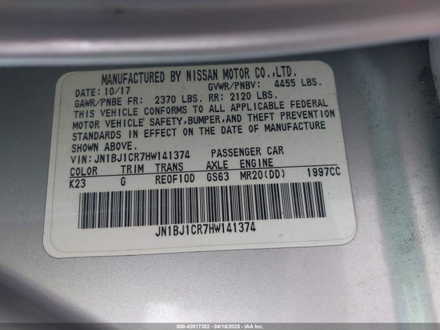 JN1BJ1CR7HW141374 Nissan Rogue Sport Sv