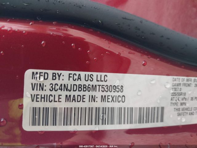 3C4NJDBB6MT530958 Jeep Compass Altitude 4x4