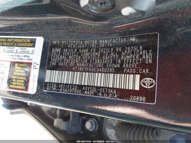 Toyota CAMRY SE 2014 4T1BF1FK6EU460295 Image 9