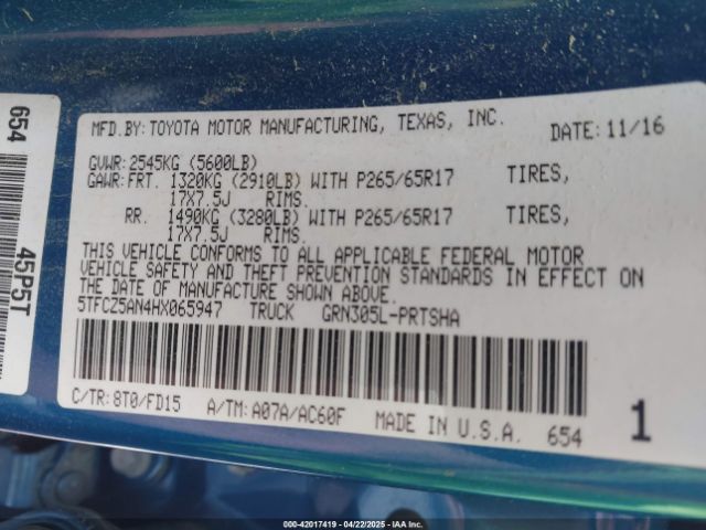 5TFCZ5AN4HX065947 Toyota Tacoma Trd Sport