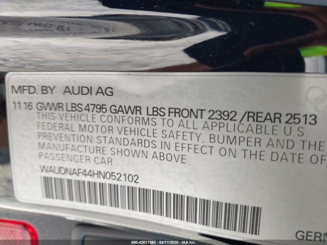 2017 AUDI A4 WAUDNAF44HN052102 Photo 8