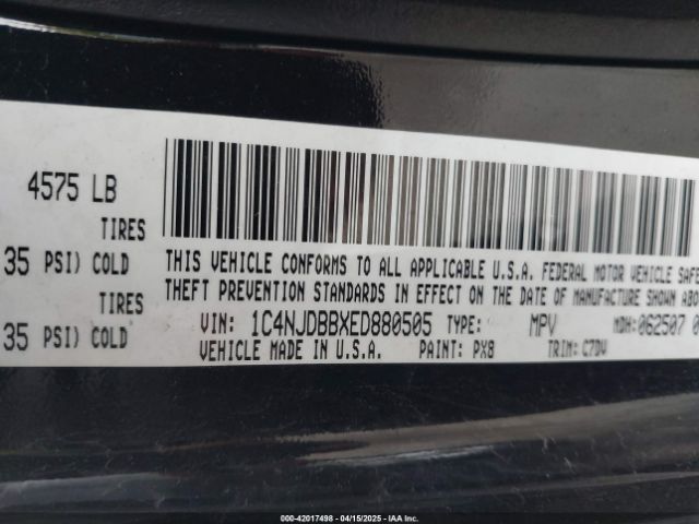 1C4NJDBBXED880505 Jeep Compass Sport
