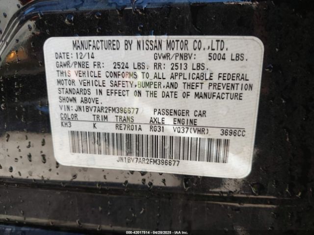 JN1BV7AR2FM396677 Infiniti Q50