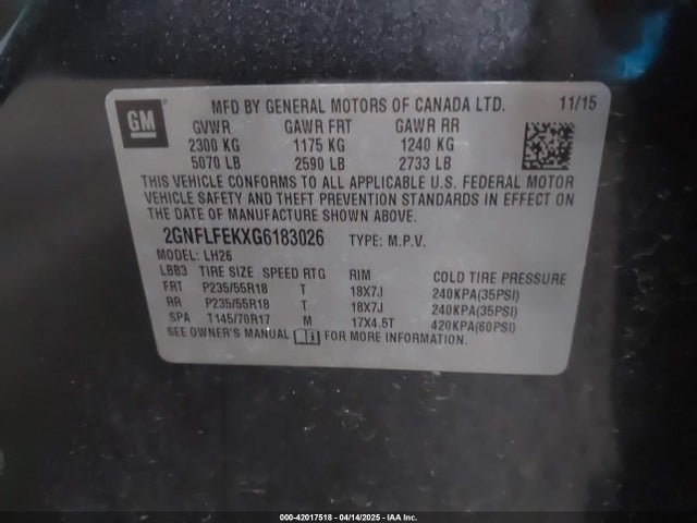 Chevrolet EQUINOX LT 2016 2GNFLFEKXG6183026 Image 9