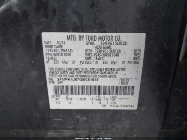 2016 FORD EDGE 2FMPK4J87GBC61845 Photo 8