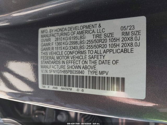 Honda Pilot Awd Elite 2023 5FNYG1H85PB035840 Image 9