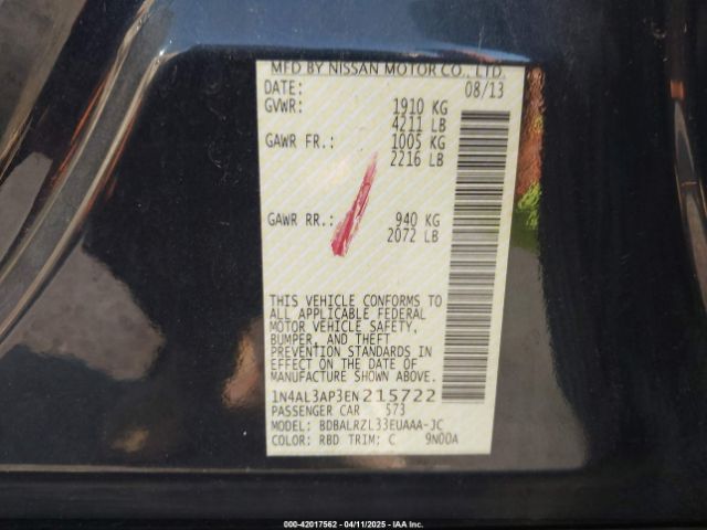 1N4AL3AP3EN215722 Nissan Altima 2.5 S