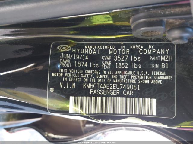 KMHCT4AE2EU749061 Hyundai ACCENT GLS