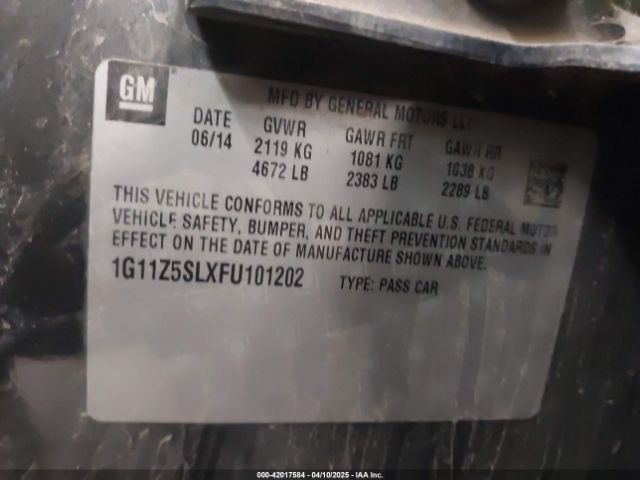 1G11Z5SLXFU101202 Chevrolet IMPALA LS