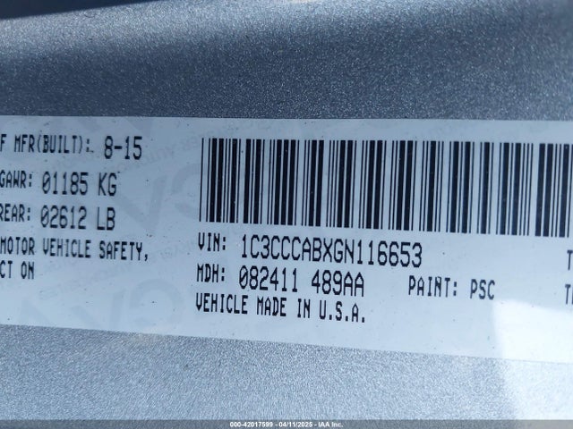 1C3CCCABXGN116653 Chrysler 200 Limited