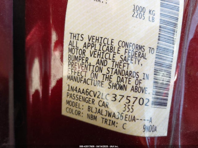 Nissan Maxima Sv Xtronic Cvt 2020 1N4AA6CV2LC375702 Image 9