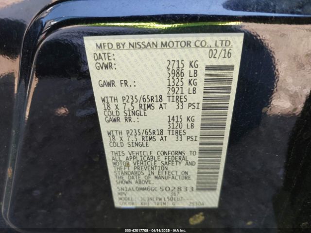5N1AL0MM6GC502833 Infiniti QX60