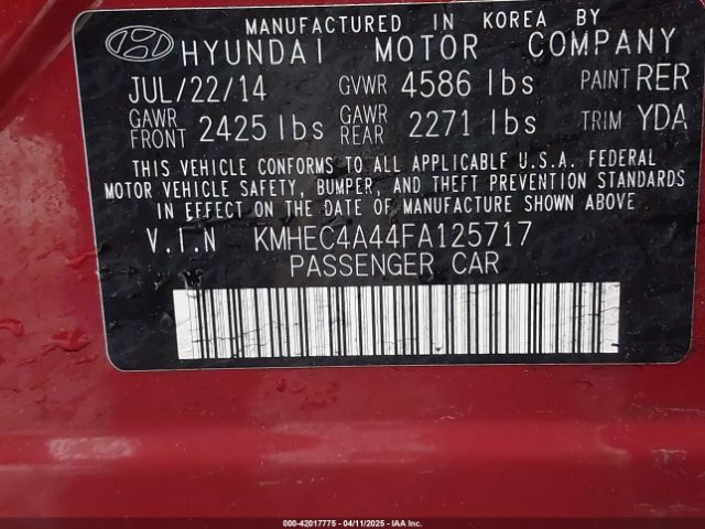 KMHEC4A44FA125717 Hyundai Sonata Hybrid Limited