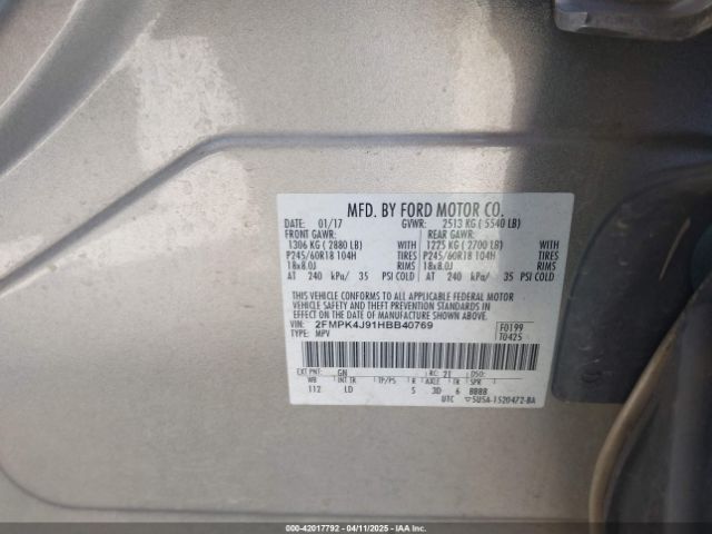2FMPK4J91HBB40769 Ford EDGE SEL
