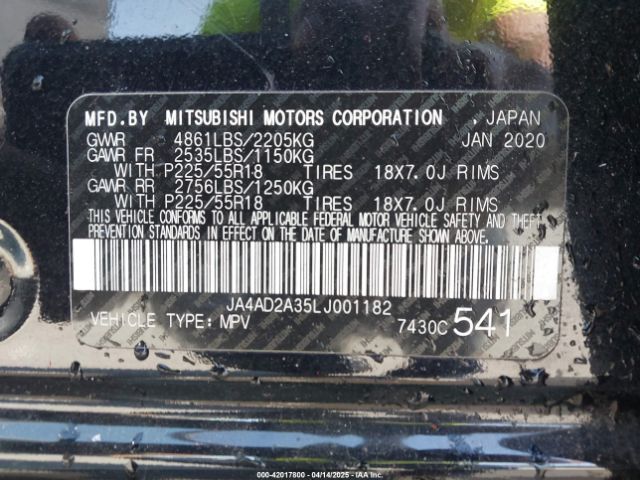 JA4AD2A35LJ001182 Mitsubishi Outlander Es 2.4