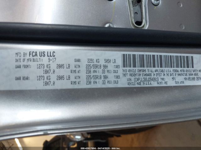 1C4PJLCB3JD542813 Jeep Cherokee Latitude Fwd