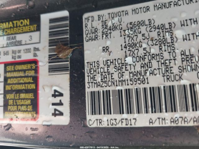 3TMAZ5CN1MM159501 Toyota Tacoma Trd Sport