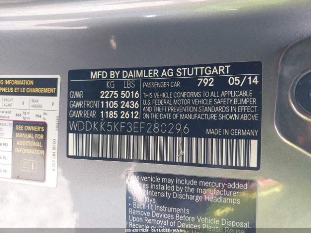 WDDKK5KF3EF280296 Mercedes-Benz E 350