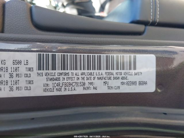 1C4RJFBG9HC791530 Jeep Grand Cherokee Limited 4x4