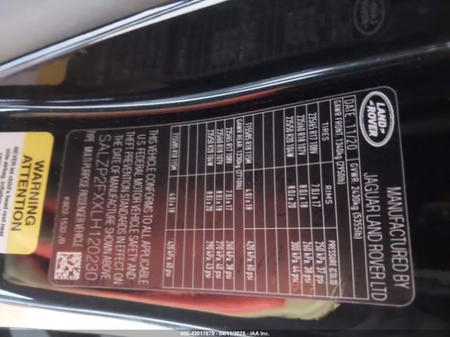 SALZP2FXXLH120230 Land Rover Range Rover Evoque Se