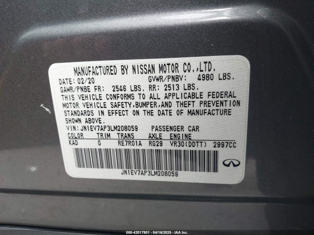 Infiniti Q50 Edition 30 2020 JN1EV7AP3LM208059 Image 9