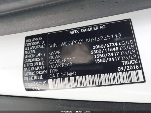 WD3PG2EA0H3225143 Mercedes-Benz Metris