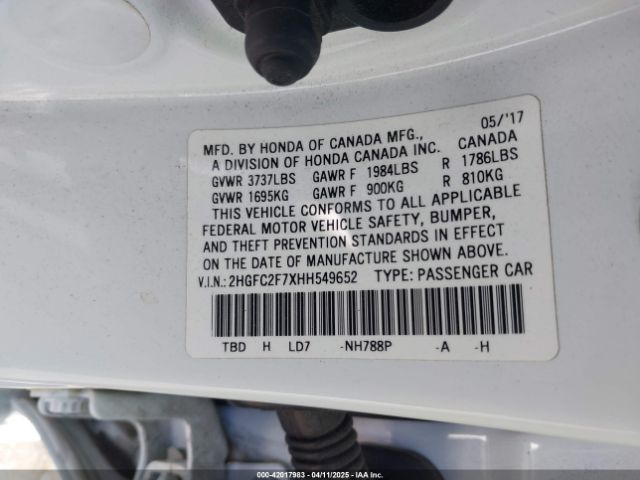 2HGFC2F7XHH549652 Honda CIVIC EX