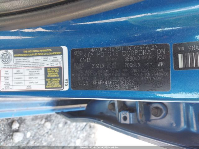 KNAFK4A67E5061352 KIA FORTE LX