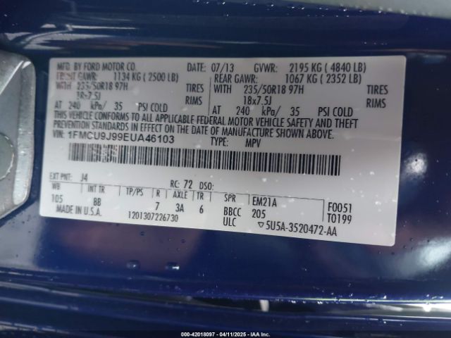1FMCU9J99EUA46103 Ford Escape Titanium