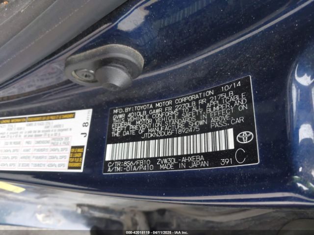 JTDKN3DU6F1892475 Toyota Prius Three