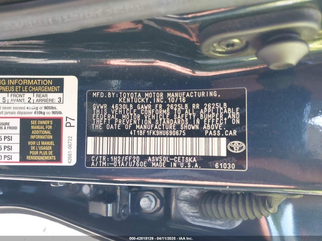 4T1BF1FK9HU690675 Toyota CAMRY SE