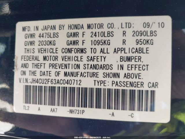 2010 ACURA TSX JH4CU2F63AC040712 Photo 8