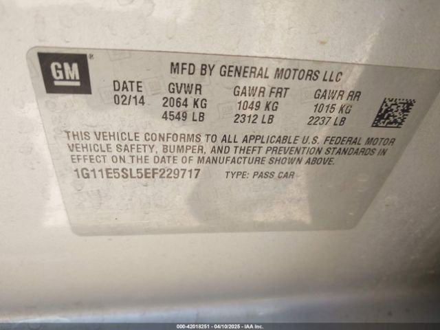 1G11E5SL5EF229717 Chevrolet MALIBU 2LT