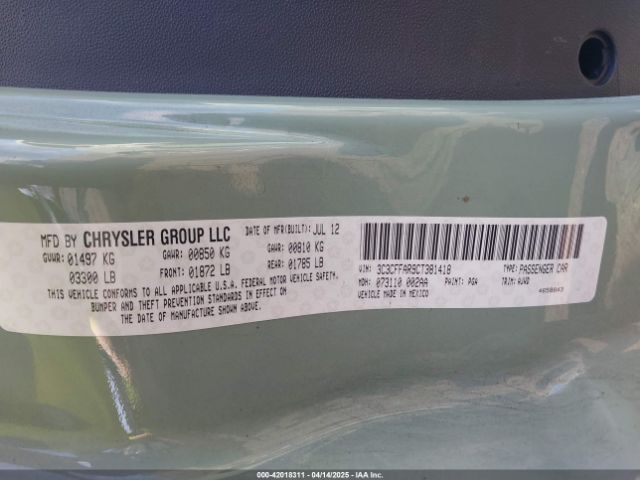2012 FIAT 500 3C3CFFAR9CT381418 Photo 8