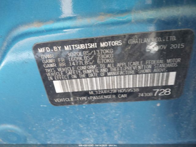 ML32A4HJ9FH059538 Mitsubishi Mirage Rf