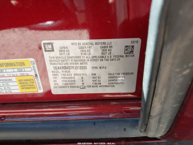 5GAKRBKD7FJ312203 Buick Enclave Leather