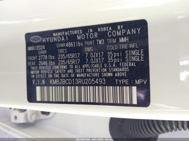KM8JBCD13RU205493 Hyundai Tucson Hybrid Blue