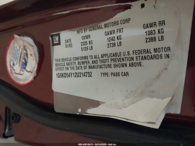 2002 CADILLAC DEVILLE 1G6KD54Y12U214732 Photo 8