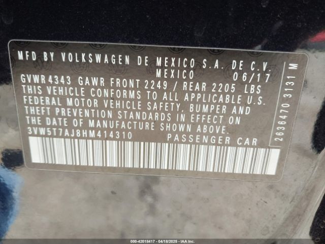 3VW5T7AJ8HM414310 Volkswagen JETTA GLI