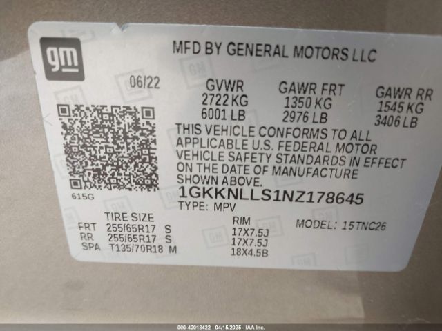 1GKKNLLS1NZ178645 GMC Acadia Awd At4