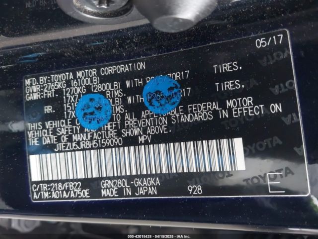 JTEZU5JR8H5159090 Toyota 4RUNNER SR5